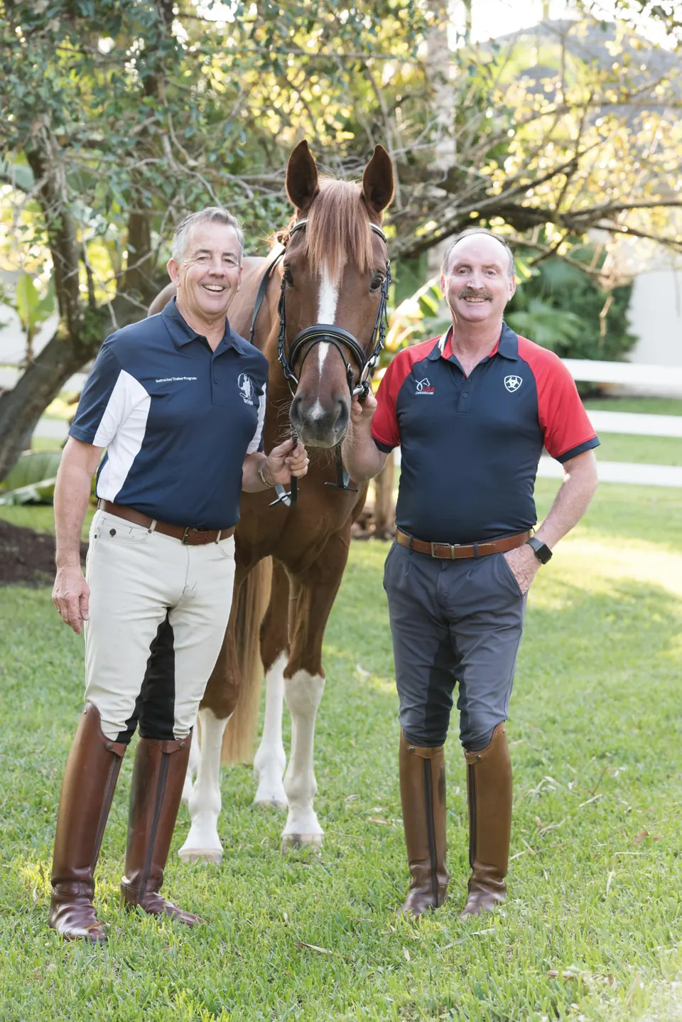 Dressage judges Bill McMullin and Bill Warren with a horse